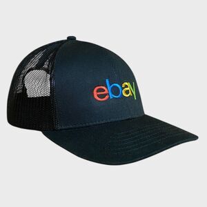 Ebay Trucker Hat Baseball Cap Embroidered Logo Adjustable Black Snapback OS NEW